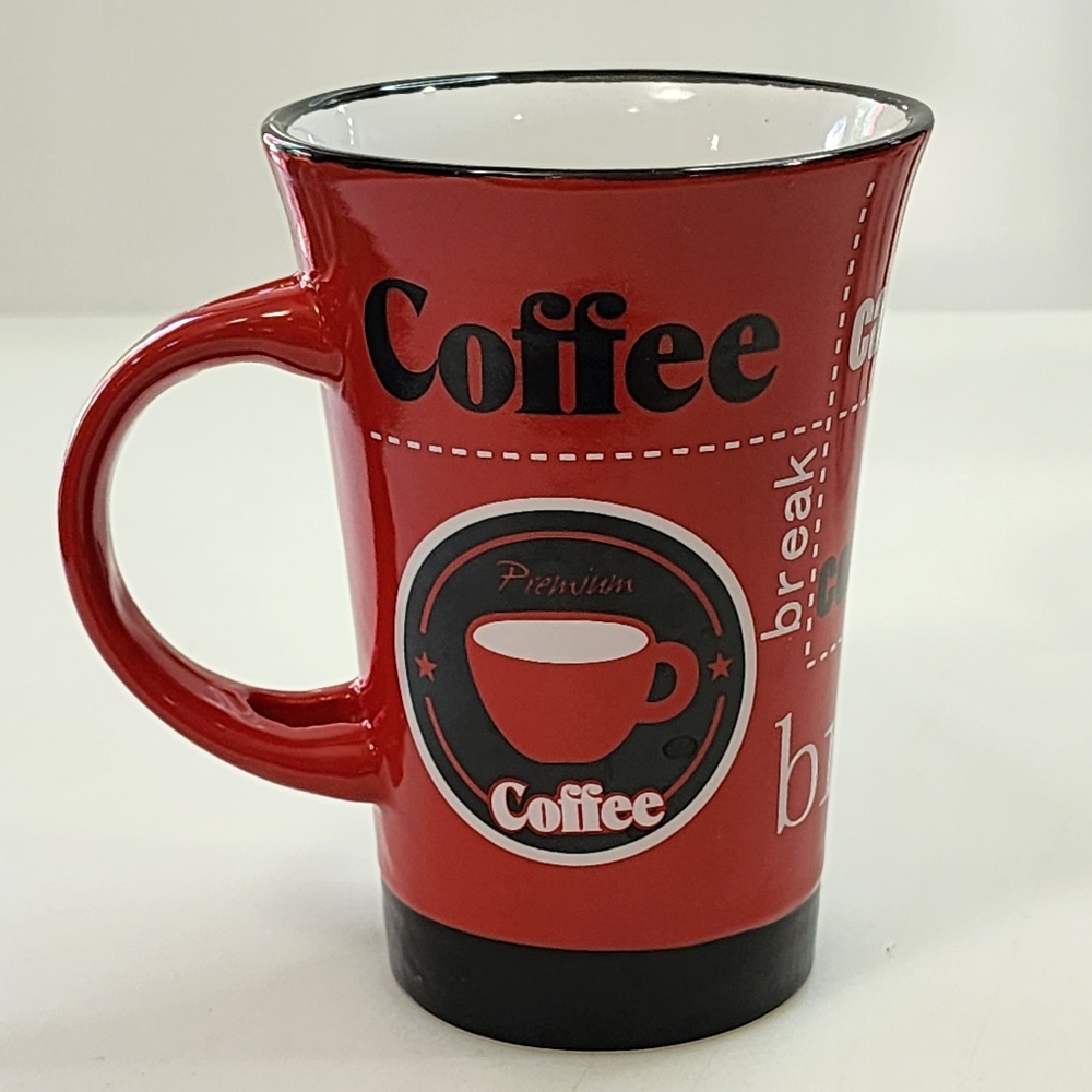 Red And White Ceramic‎ Cappuccino Cup Tea Coffee Mug 10 oz - Picture 4 of 15